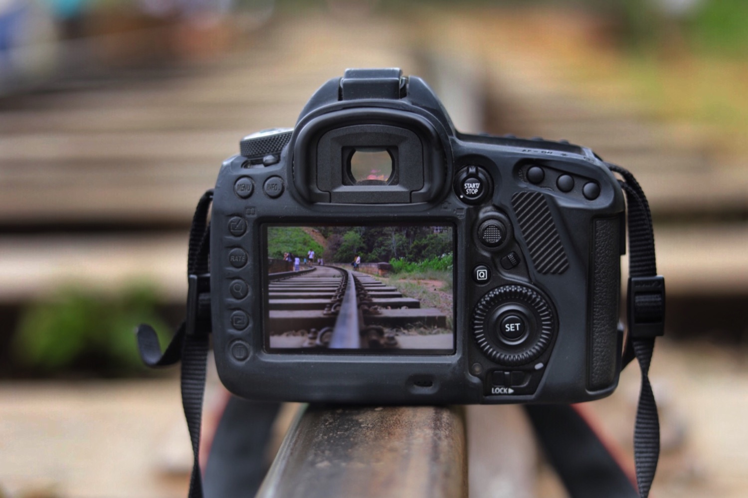 A camera showing a movement scene on its display