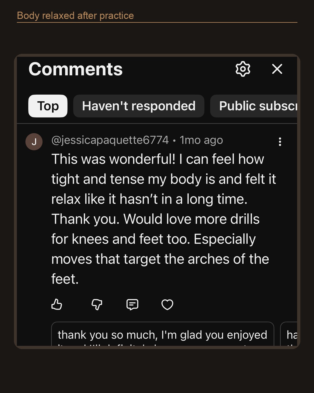 Screenshot testimonial from a Dragon Wings follower